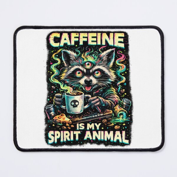 Item preview, Caffeine Is My Spirit Animal Trippy Raccoon Funny Coffee Lover Design designed and sold by RebelVibeX.