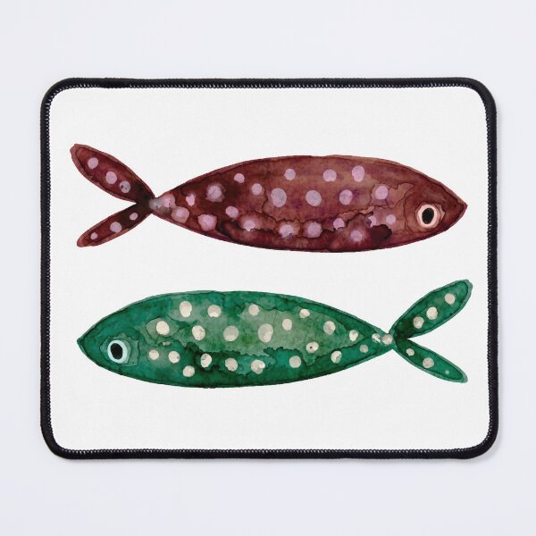 Item preview, Minimalist Earthy Brown and Sage Green Spotted Fish Watercolor designed and sold by MoonOpuluna.