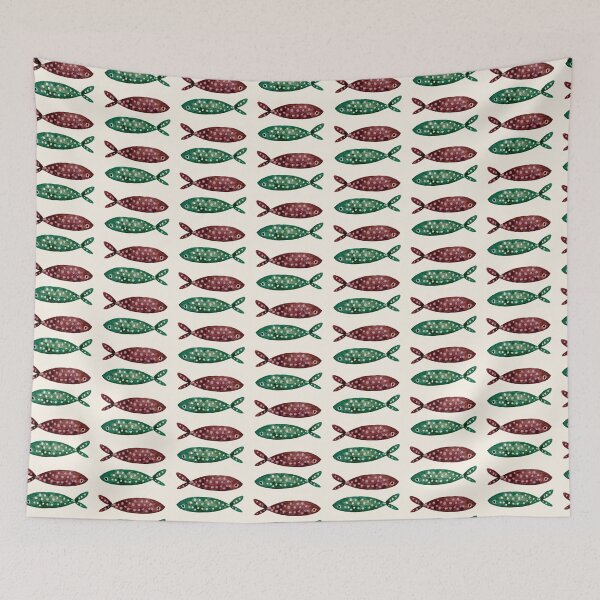 Item preview, Minimalist Earthy Brown and Sage Green Spotted Fish Watercolor designed and sold by MoonOpuluna.