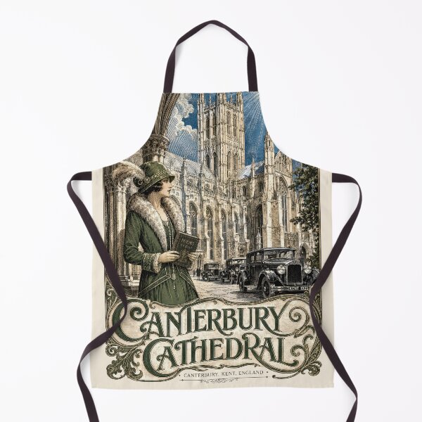 Item preview, Canterbury Cathedral, Canterbury, Kent, England [Wood Engraving] — Flapper Standing in the Elegant Cloisters Holding a Poetry Book designed and sold by elektronen.