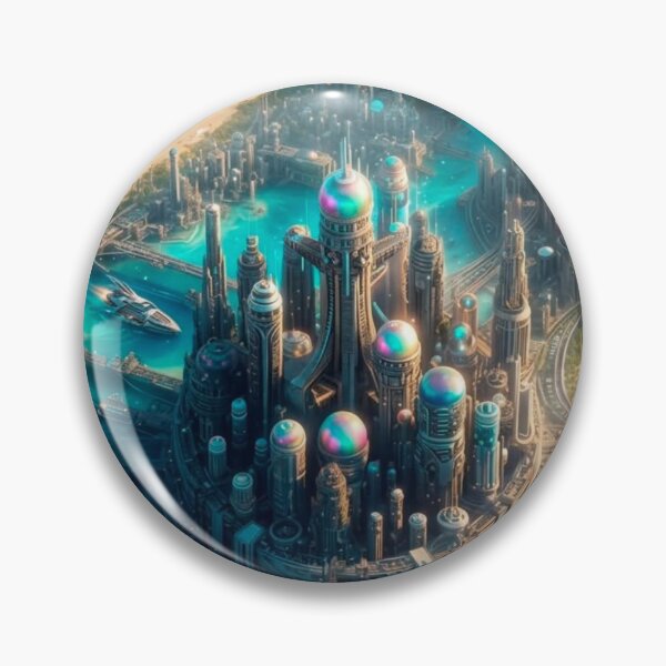 Item preview, Futuristic Beach City Skyline Ocean Sci-Fi Towers | Cyberpunk AI Art designed and sold by IRON SIREN.
