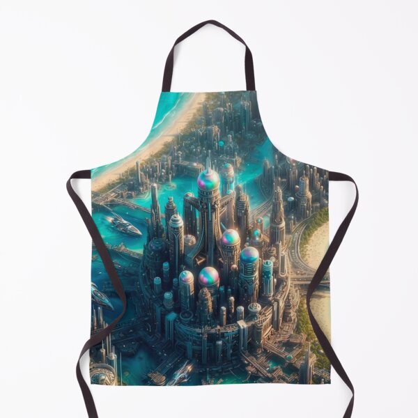 Item preview, Futuristic Beach City Skyline Ocean Sci-Fi Towers | Cyberpunk AI Art designed and sold by IRON SIREN.