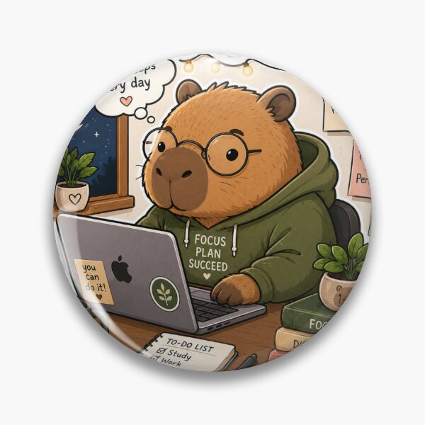 Item preview, Focus Capybara Working on Laptop Sticker designed and sold by NexusPixels.