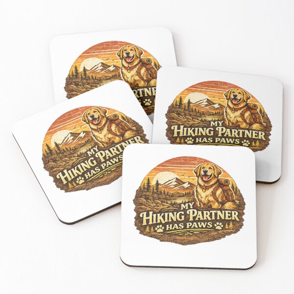Item preview, My Hiking Partner Has Paws Golden Retriever Vintage Sunset Hiking Dog Lover Gift designed and sold by Ermicioi.