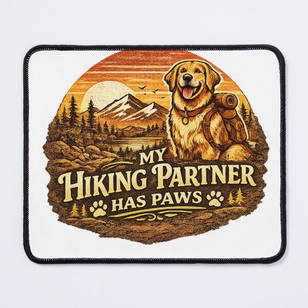 Item preview, My Hiking Partner Has Paws Golden Retriever Vintage Sunset Hiking Dog Lover Gift designed and sold by Ermicioi.