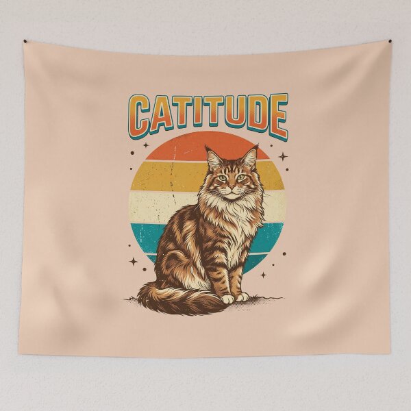 Item preview, Catitude Vintage Retro Cat Design designed and sold by VYNROX.