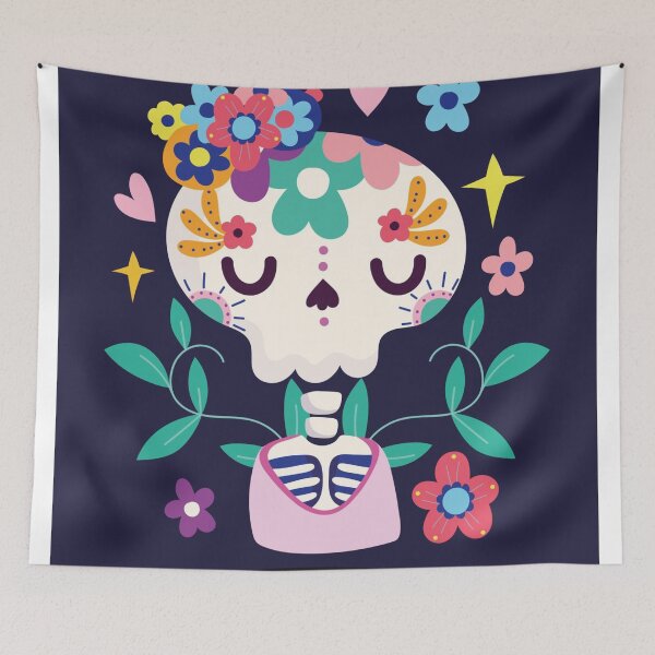 Item preview, Cute Floral Sugar Skull Sticker designed and sold by SkeletonMood.