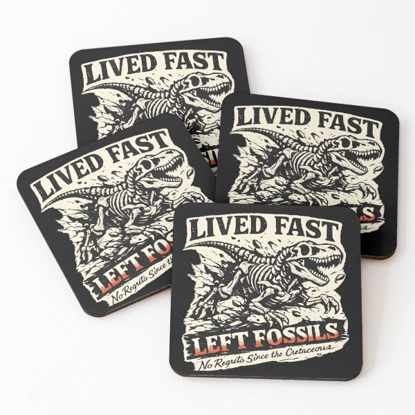 Item preview, Lived Fast, Left Fossils | Vintage Dinosaur Skeleton Woodcut designed and sold by Shirtely.