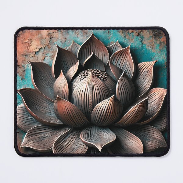 Item preview, Rustic Bronze Lotus Flower on Teal Wall designed and sold by asudesign.