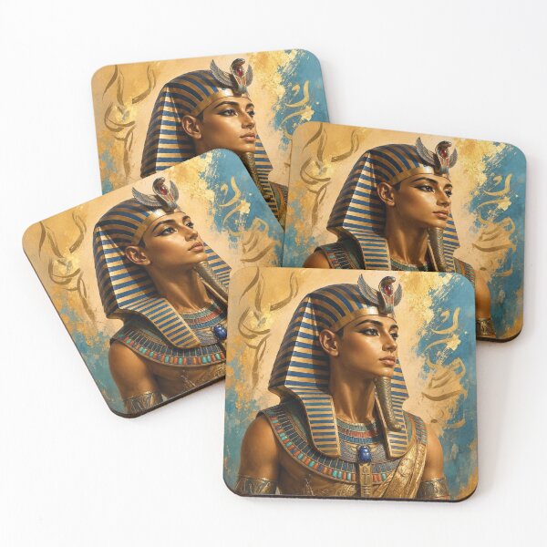 Item preview, Ancient Egyptian Pharaoh Portrait | Royal Golden Egypt Artwork designed and sold by Queen Cleopatra.