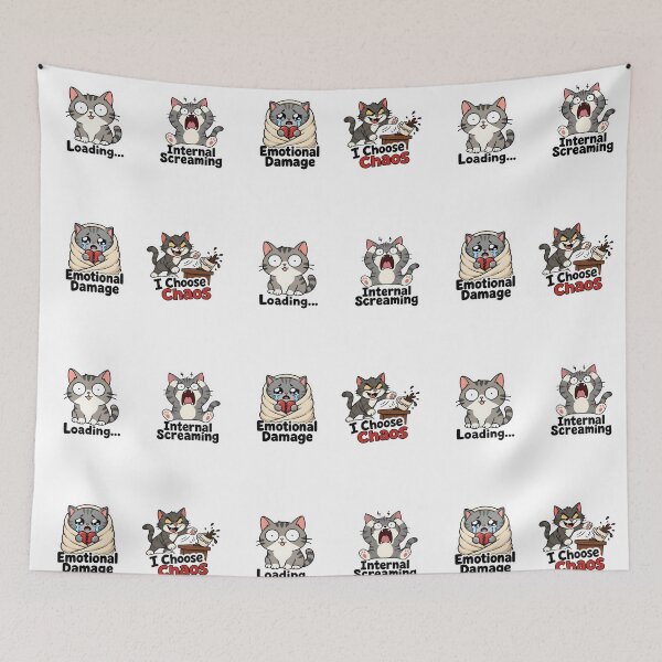 Item preview, Funny Relatable Cat Meme Sticker Pack - Chaotic Cat Art designed and sold by Octupussy.