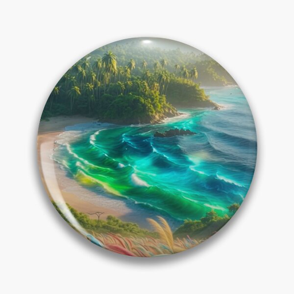 Item preview,  Bioluminescent Tropical Beach Macaws Rainbow Grass | Fantasy Paradise AI Art designed and sold by IRON SIREN.