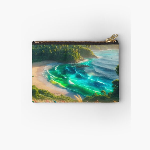 Item preview,  Bioluminescent Tropical Beach Macaws Rainbow Grass | Fantasy Paradise AI Art designed and sold by IRON SIREN.