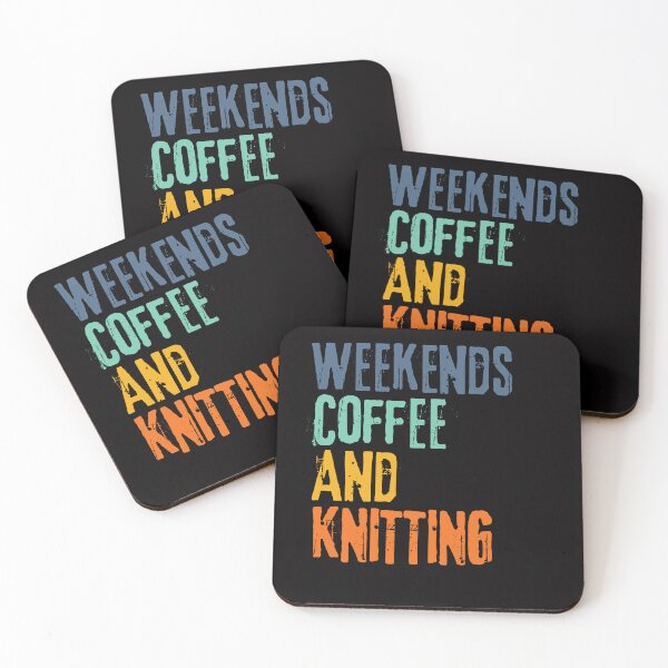 Item preview,  Funny Retro Weekends Coffee and Knitting designed and sold by WeirdlyRare.