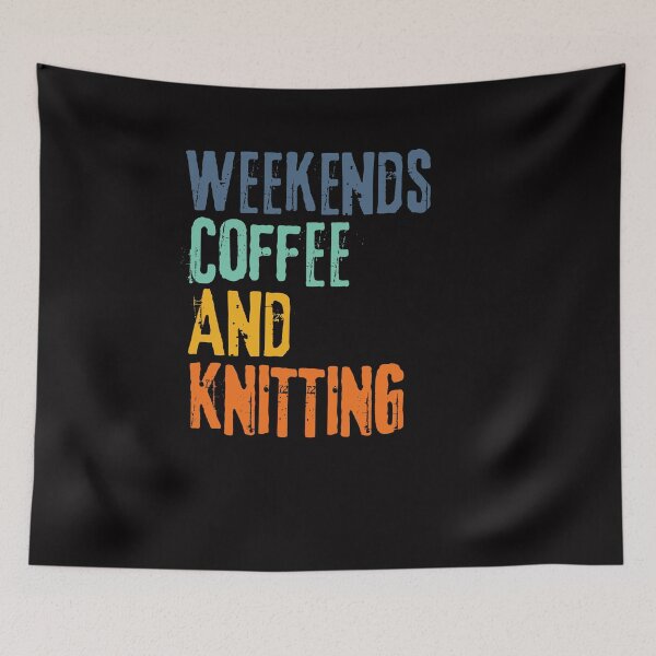 Item preview,  Funny Retro Weekends Coffee and Knitting designed and sold by WeirdlyRare.