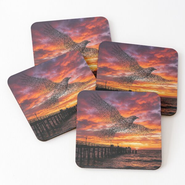 Item preview, Aberystwyth Pier Starling Murmuration Sunset designed and sold by DuckOddity.