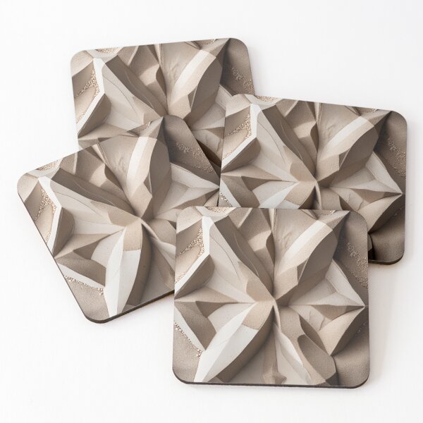 Item preview, Faceted Polygonal Geometry Cream Tone Print designed and sold by EnmarcArt.