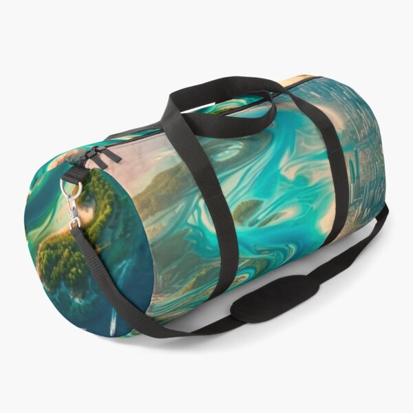 Item preview, Futuristic River Tropical Delta City Turquoise Swirls Skyline | Solopunk Sci-Fi AI Art designed and sold by IRON SIREN.