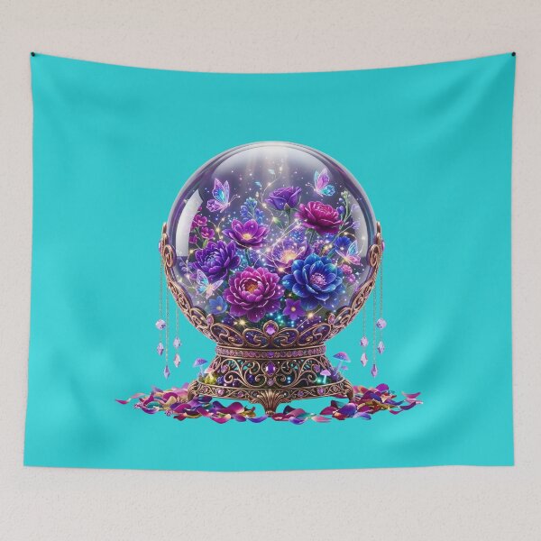 Item preview, Magical Crystal Ball with Purple Roses and Spellbook designed and sold by Utopian-Magic.