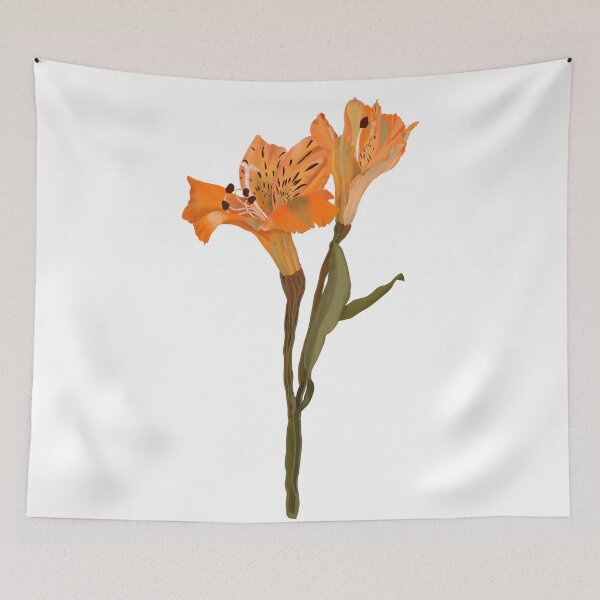 Item preview, Orange Alstroemeria Botanical Flower Hand-Drawn Illustration designed and sold by altastudio.