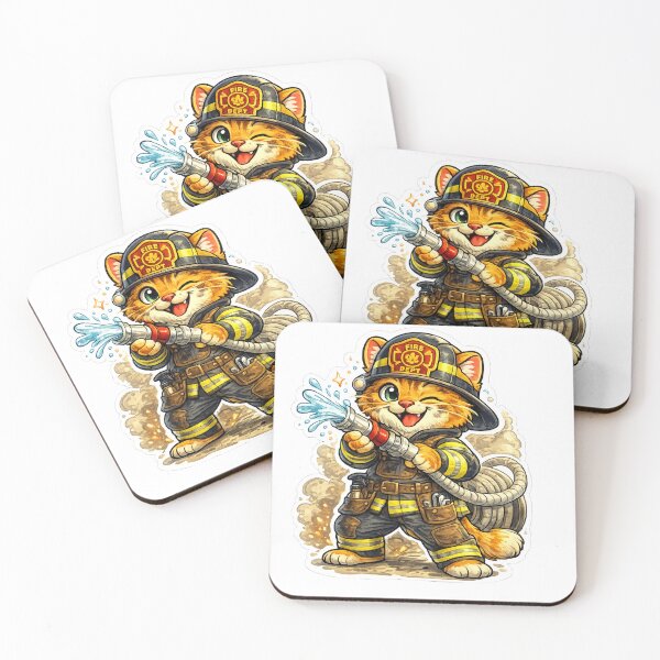 Item preview, Funny Orange Tabby Cat Firefighter Fire Dept Sticker designed and sold by ZYNORAworld.