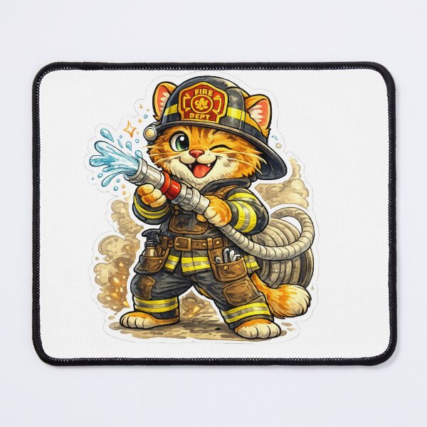Item preview, Funny Orange Tabby Cat Firefighter Fire Dept Sticker designed and sold by ZYNORAworld.
