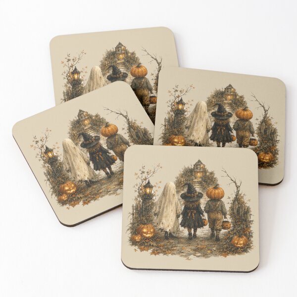 Item preview, Vintage Trick-or-Treaters Haunted House Halloween designed and sold by POD DYNASTY | Original Print On Demand T-Shirt Graphics.