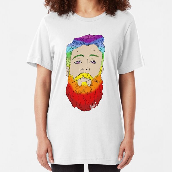 Rainbow beard pride Slim Fit T-Shirt
