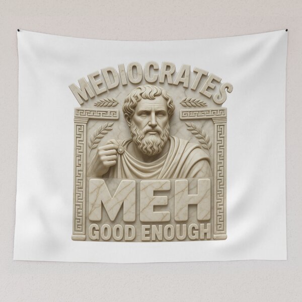 Item preview, Mediocrates Meh Good Enough T-Shirt - Funny Greek Marble Statue Graphic designed and sold by MerchlyMike.