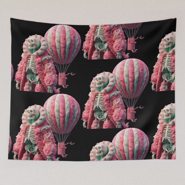 Item preview, Bubblegum Goth Skeleton and Pink Hot Air Balloon designed and sold by LujziWorld.