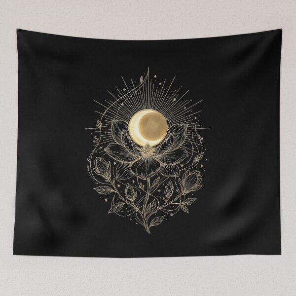 Item preview, Celestial Magnolia Flower with Mystic Golden Moon designed and sold by MoonSoul Studio.