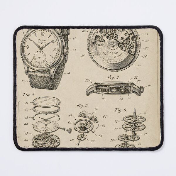 Item preview, 1955 Automatic Wristwatch Patent – Wilson Horology Blueprint designed and sold by WhisperFrame.