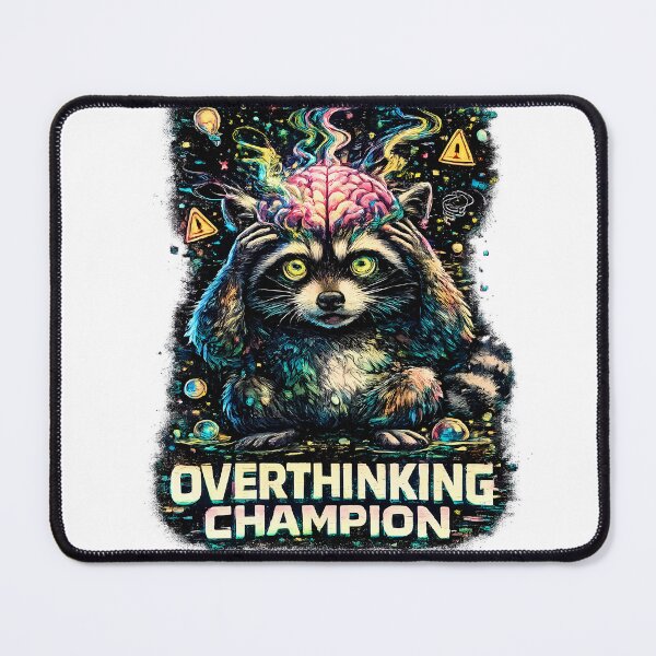Item preview, Overthinking Champion Trippy Raccoon Funny Anxiety Design то designed and sold by RebelVibeX.