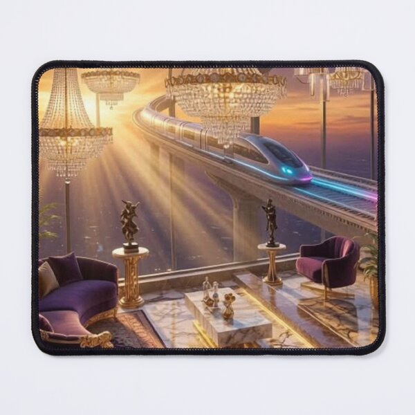 Item preview, Luxury Penthouse Living Room Crystal Chandelier Futuristic Train Sunset designed and sold by IRON SIREN.