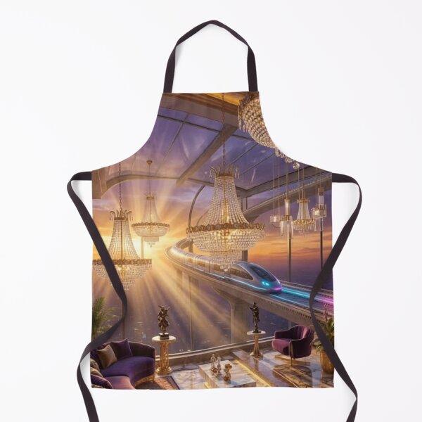 Item preview, Luxury Penthouse Living Room Crystal Chandelier Futuristic Train Sunset designed and sold by IRON SIREN.
