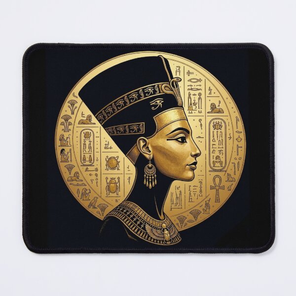 Item preview, Queen Nefertiti Ancient Egypt Art – Golden Hieroglyphic Royal Portrait designed and sold by Queen Cleopatra.