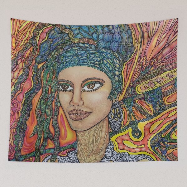 Item preview, Poli: Vibrant Psychedelic Goddess Portrait designed and sold by mimiartes.