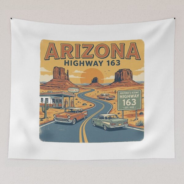 Item preview,  Highway 163 Arizona – Road to Monument Valley Vintage Travel Design designed and sold by VladisWorld.