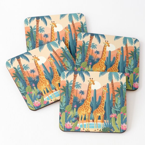 Item preview, Two giraffes in an oasis with the tropical background designed and sold by Mevissart.