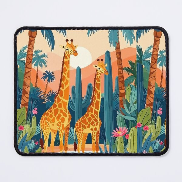 Item preview, Two giraffes in an oasis with the tropical background designed and sold by Mevissart.