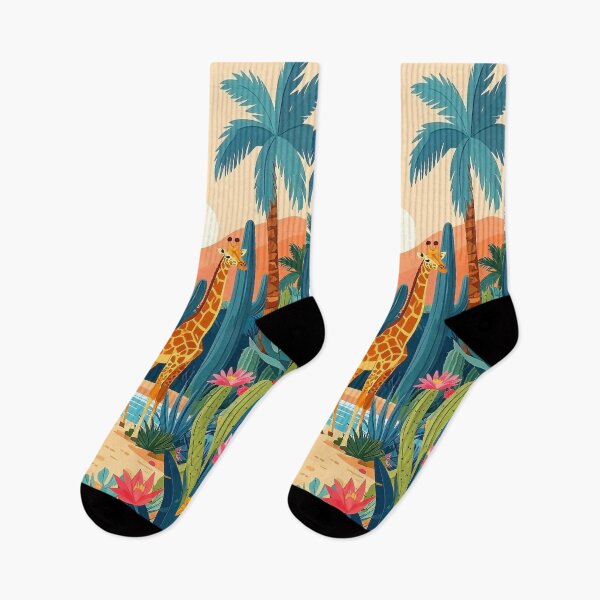 Item preview, Two giraffes in an oasis with the tropical background designed and sold by Mevissart.