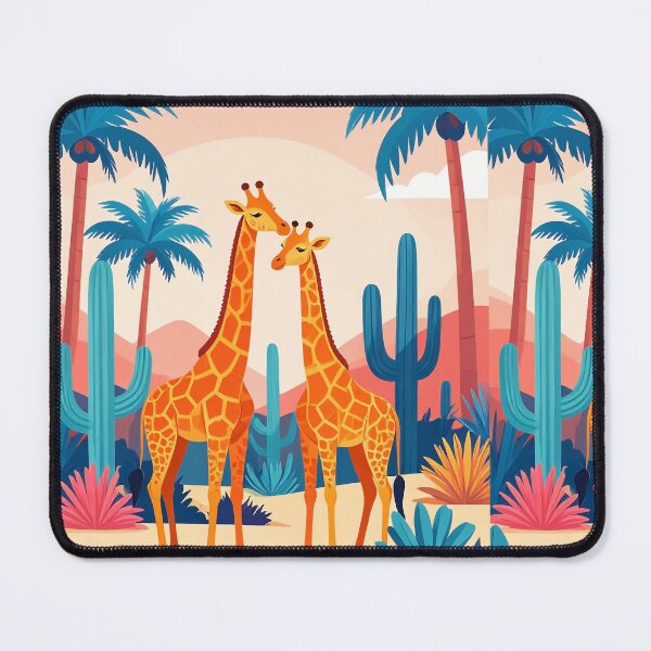 Item preview, couple of Giraffes in the tropics, a oasis with palm trees and cacti designed and sold by Mevissart.