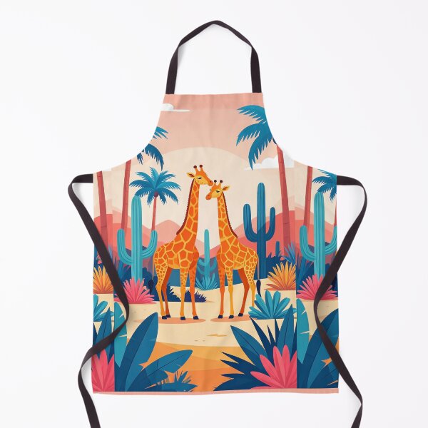 Item preview, couple of Giraffes in the tropics, a oasis with palm trees and cacti designed and sold by Mevissart.