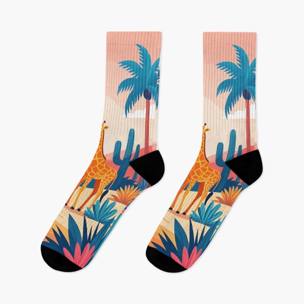 Item preview, couple of Giraffes in the tropics, a oasis with palm trees and cacti designed and sold by Mevissart.