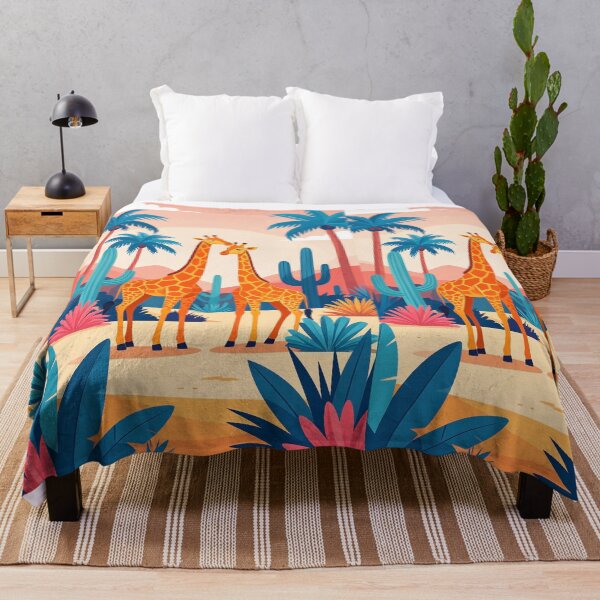 Item preview, couple of Giraffes in the tropics, a oasis with palm trees and cacti designed and sold by Mevissart.