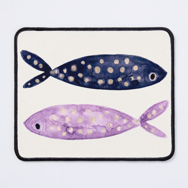 Item preview, Minimalist Indigo Blue and Purple Spotted Fish Watercolor designed and sold by MoonOpuluna.