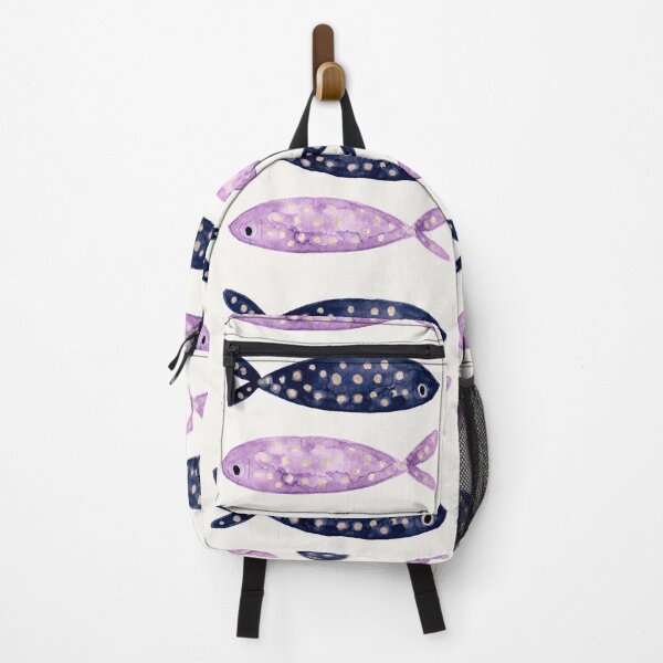 Item preview, Minimalist Indigo Blue and Purple Spotted Fish Watercolor designed and sold by MoonOpuluna.