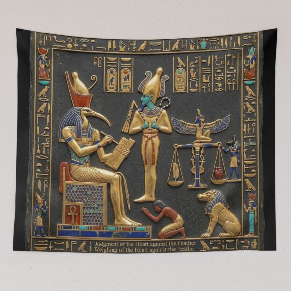 Item preview, Ancient Egyptian Book of the Dead Judgment of the Heart Art designed and sold by Queen Cleopatra.