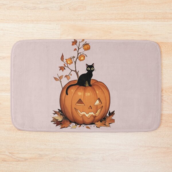 Item preview, Cute Halloween Black Cat & Glowing Pumpkin designed and sold by BLUESKY11a.
