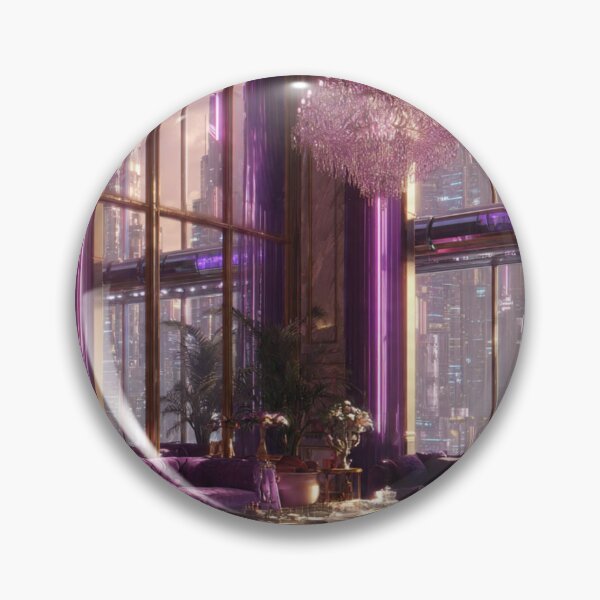 Item preview, Purple Cyberpunk Penthouse Luxury Interior Crystal Chandelier Velvet Sofa designed and sold by IRON SIREN.